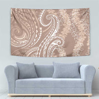 Polynesia Plumeria Lei Tapestry Beige Curves Motif