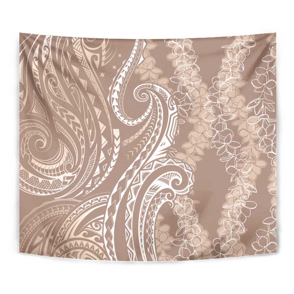 Polynesia Plumeria Lei Tapestry Beige Curves Motif