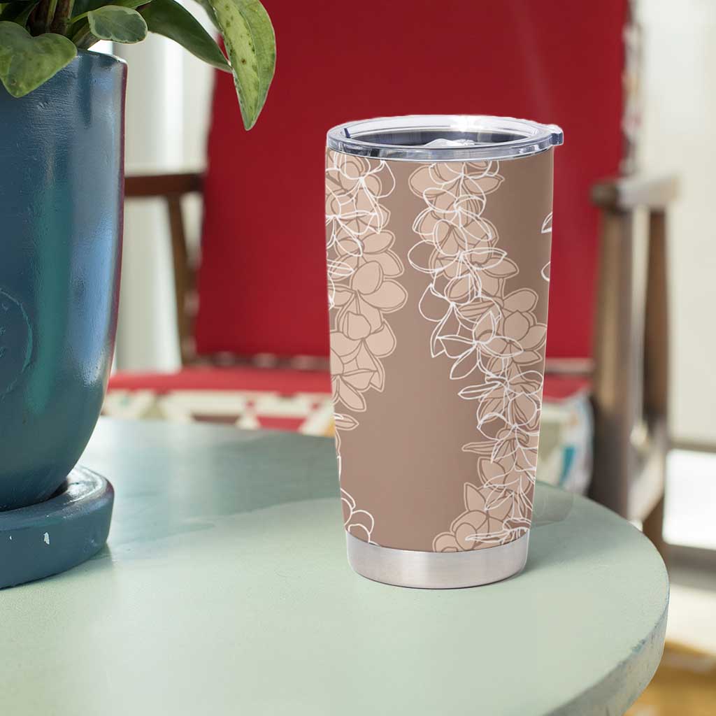 Polynesia Plumeria Lei Tumbler Cup Beige Curves Motif LT7 - Polynesian Pride
