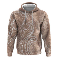 Polynesia Plumeria Lei Zip Hoodie Beige Curves Motif