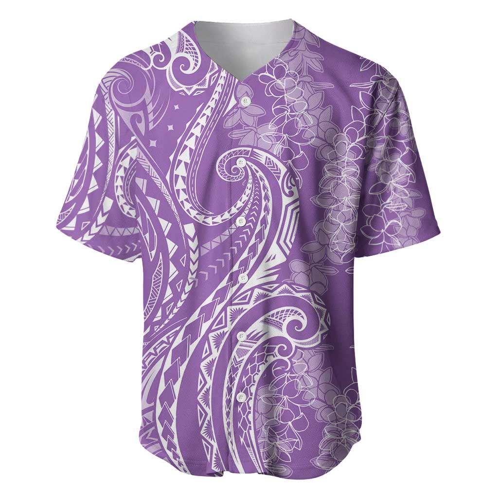 Polynesia Plumeria Lei Baseball Jersey Periwinkle Curves Motif LT7 Periwinkle - Polynesian Pride