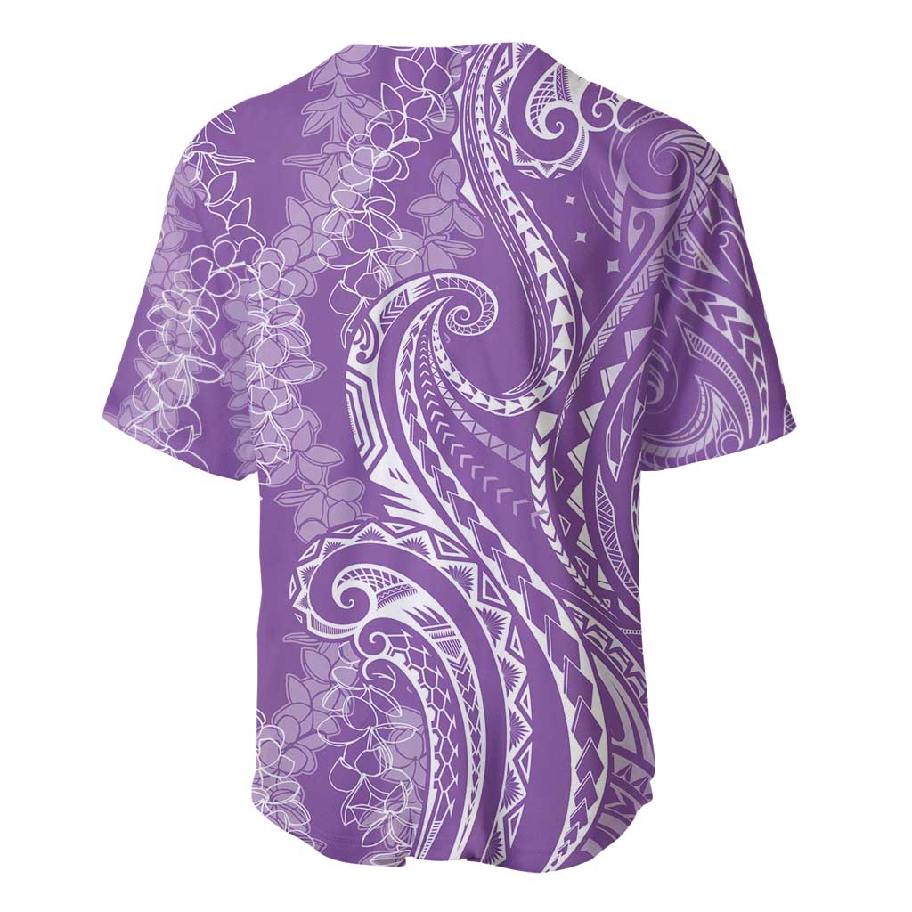 Polynesia Plumeria Lei Baseball Jersey Periwinkle Curves Motif LT7 - Polynesian Pride