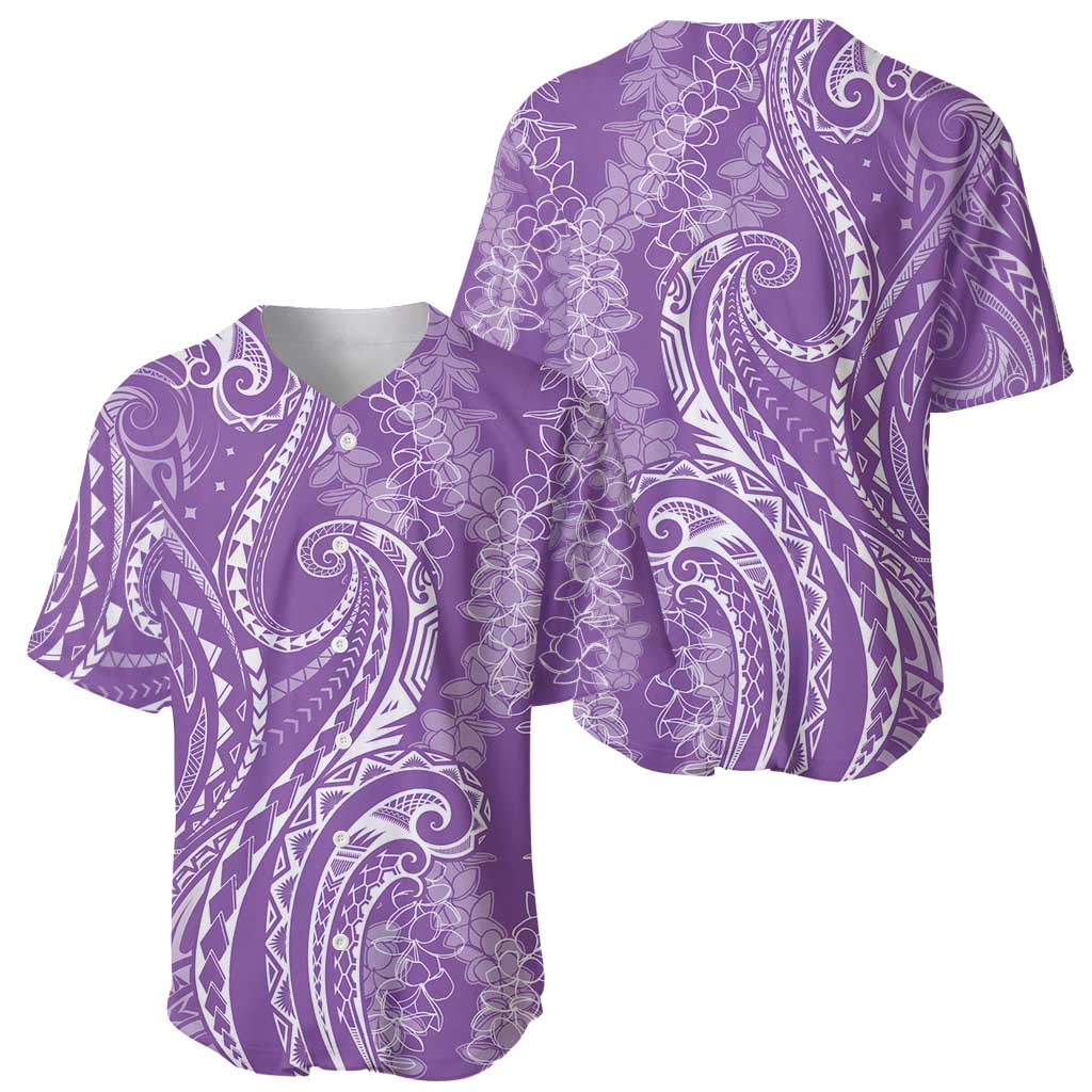 Polynesia Plumeria Lei Baseball Jersey Periwinkle Curves Motif LT7 - Polynesian Pride