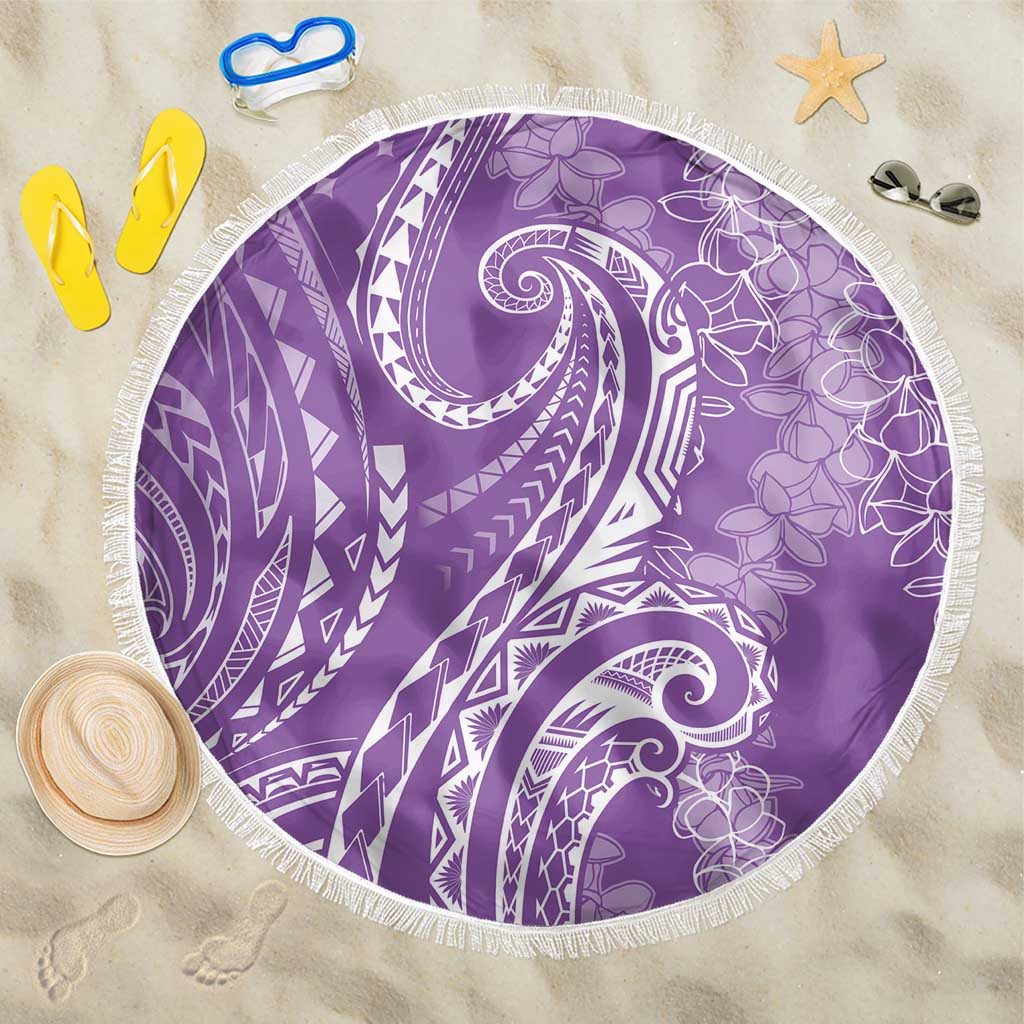 Polynesia Plumeria Lei Beach Blanket Periwinkle Curves Motif