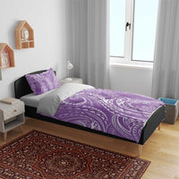 Polynesia Plumeria Lei Bedding Set Periwinkle Curves Motif