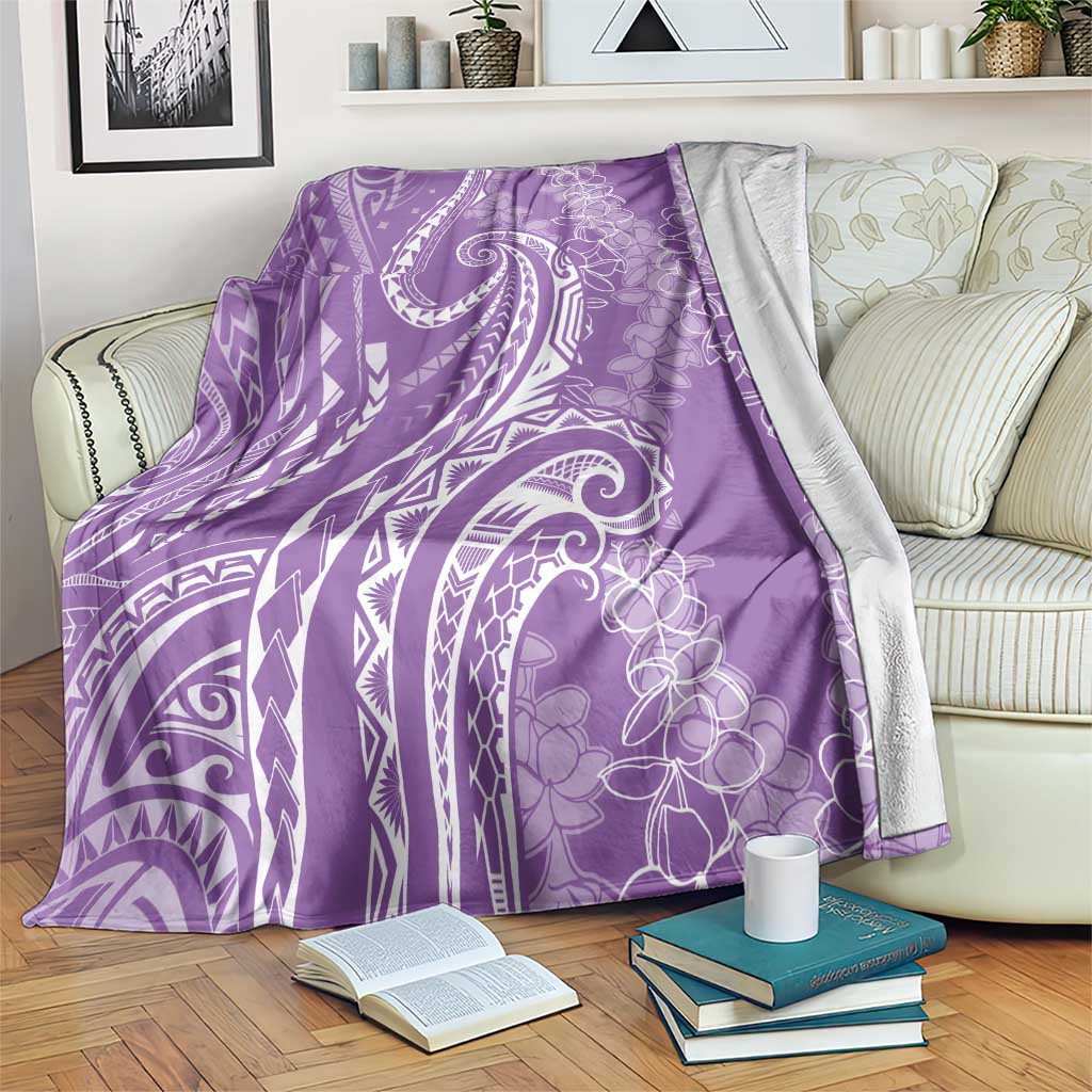 Polynesia Plumeria Lei Blanket Periwinkle Curves Motif