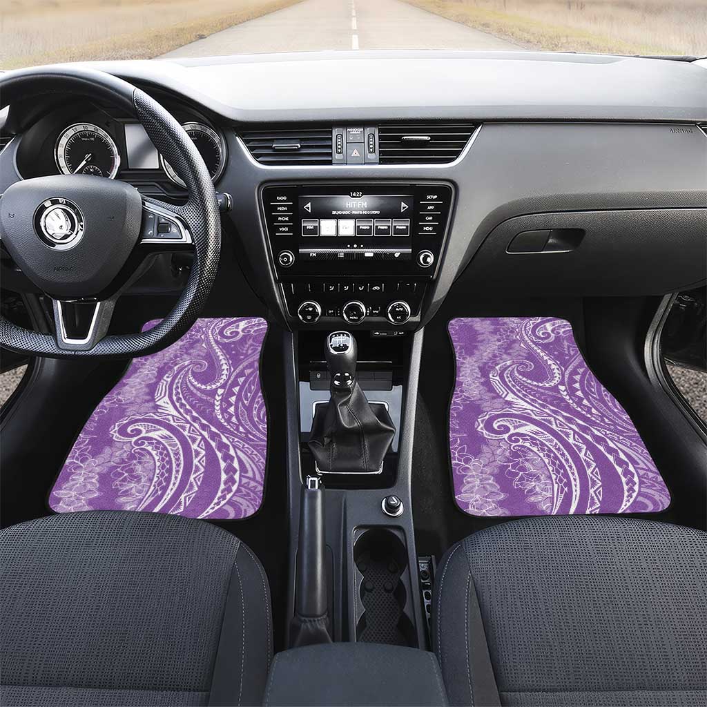 Polynesia Plumeria Lei Car Mats Periwinkle Curves Motif LT7 Set 2pcs - Front Periwinkle - Polynesian Pride