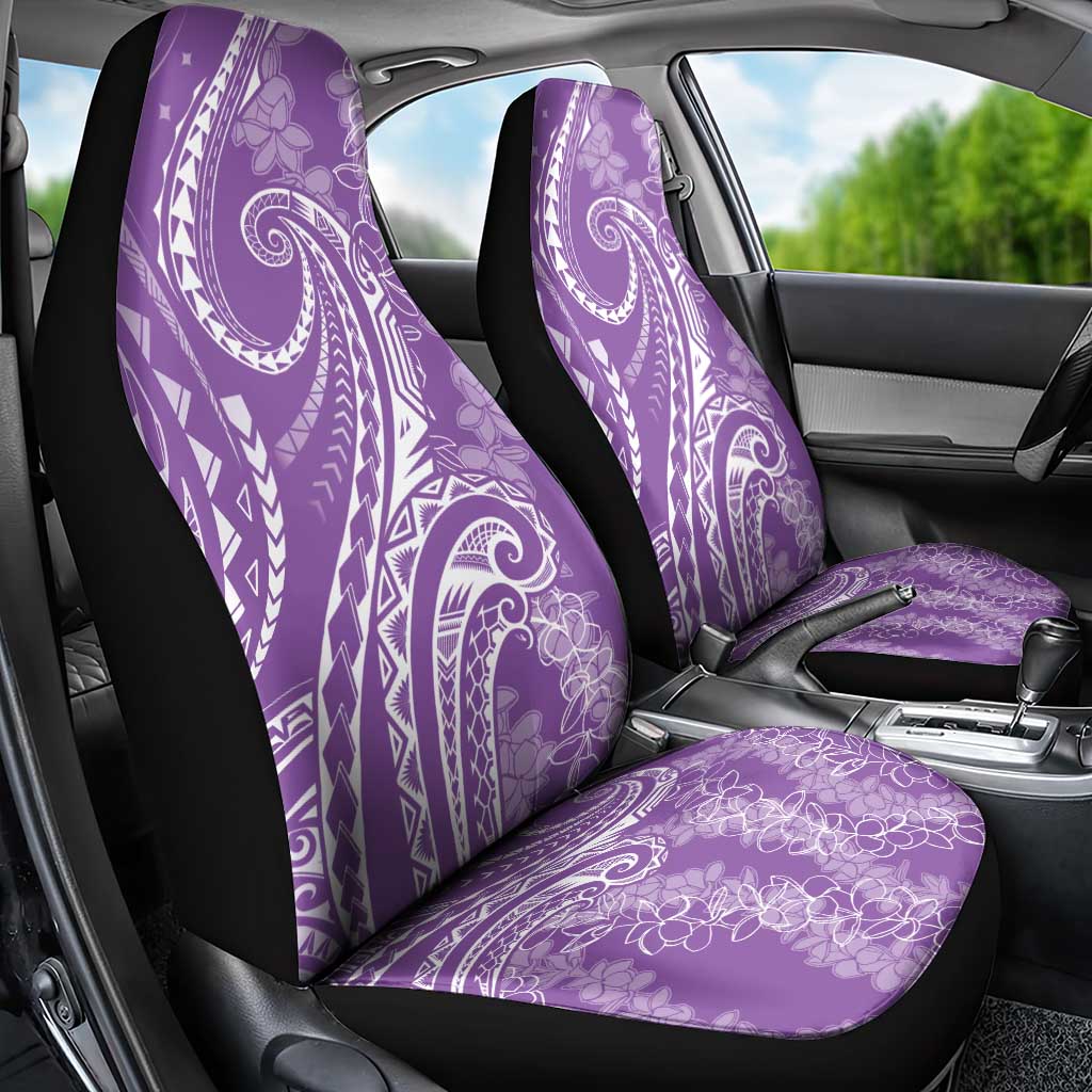 Polynesia Plumeria Lei Car Seat Cover Periwinkle Curves Motif