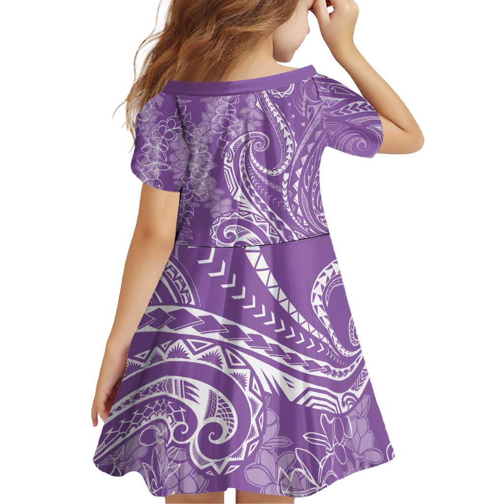 Polynesia Plumeria Lei Family Matching Off Shoulder Short Dress and Hawaiian Shirt Periwinkle Curves Motif