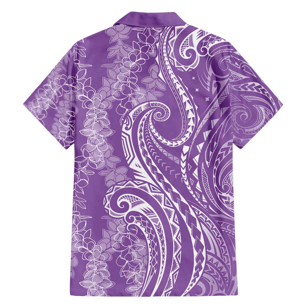 Polynesia Plumeria Lei Family Matching Puletasi and Hawaiian Shirt Periwinkle Curves Motif LT7 - Polynesian Pride