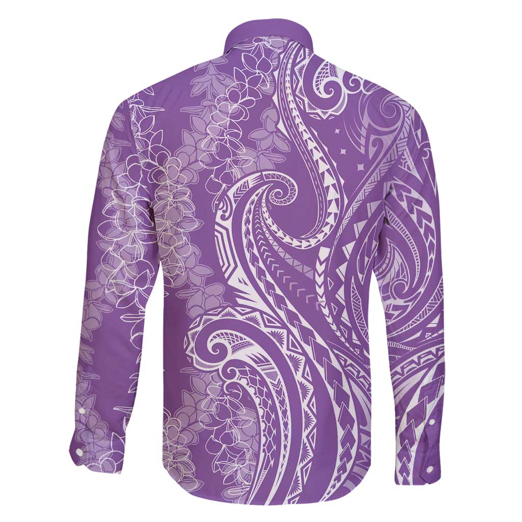Polynesia Plumeria Lei Family Matching Puletasi and Hawaiian Shirt Periwinkle Curves Motif LT7 - Polynesian Pride
