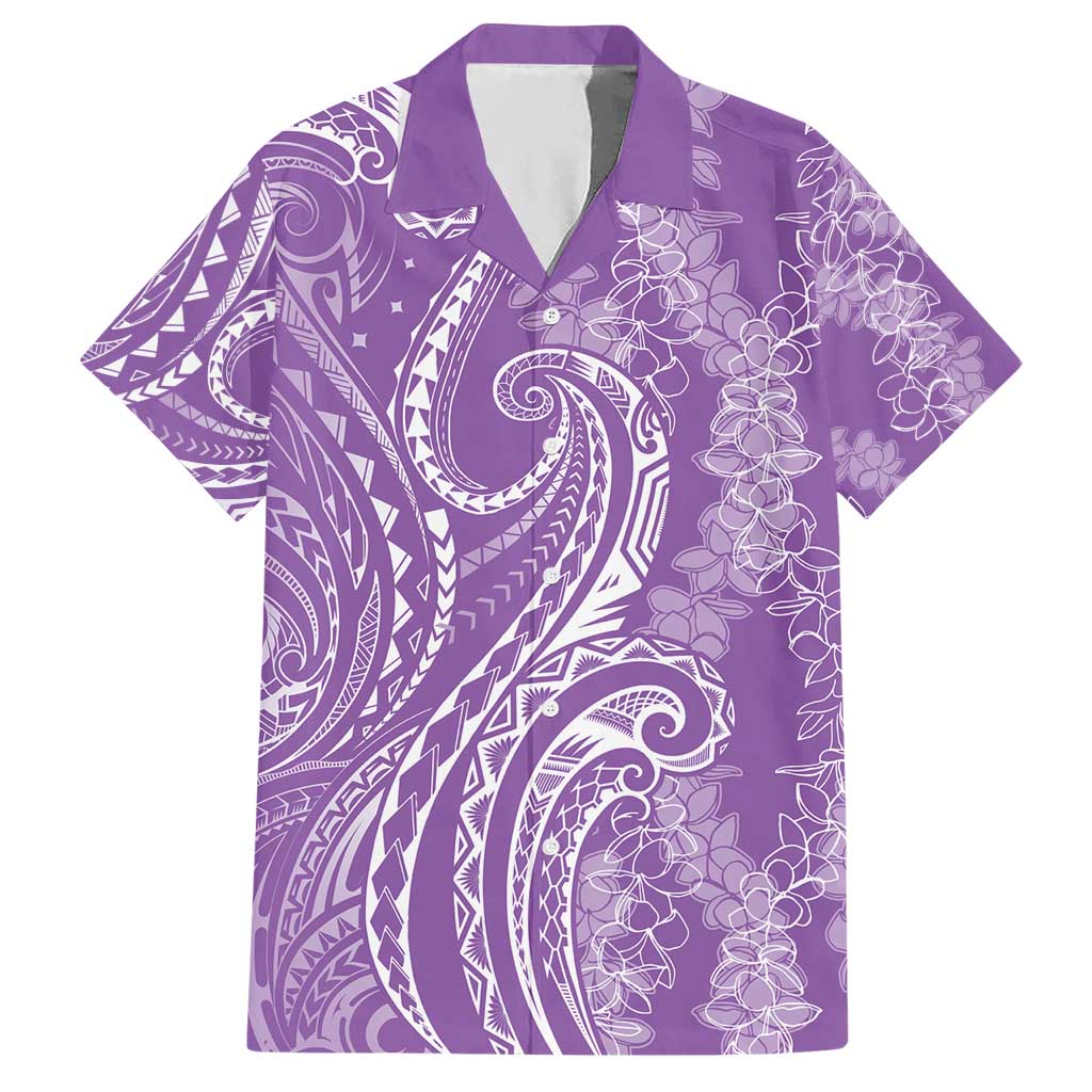 Polynesia Plumeria Lei Hawaiian Shirt Periwinkle Curves Motif