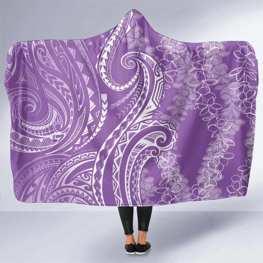 Polynesia Plumeria Lei Hooded Blanket Periwinkle Curves Motif
