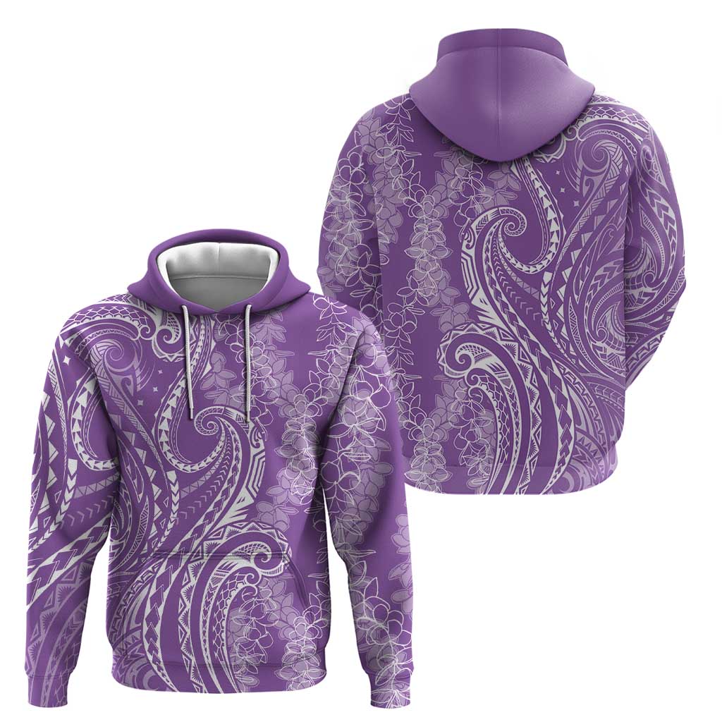 Polynesia Plumeria Lei Hoodie Periwinkle Curves Motif