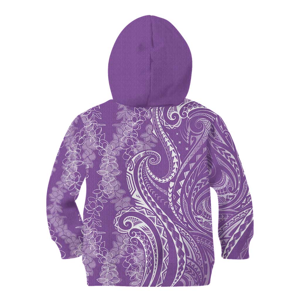 Polynesia Plumeria Lei Kid Hoodie Periwinkle Curves Motif