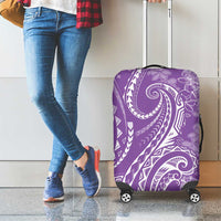 Polynesia Plumeria Lei Luggage Cover Periwinkle Curves Motif