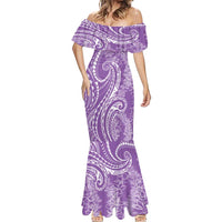 Polynesia Plumeria Lei Mermaid Dress Periwinkle Curves Motif