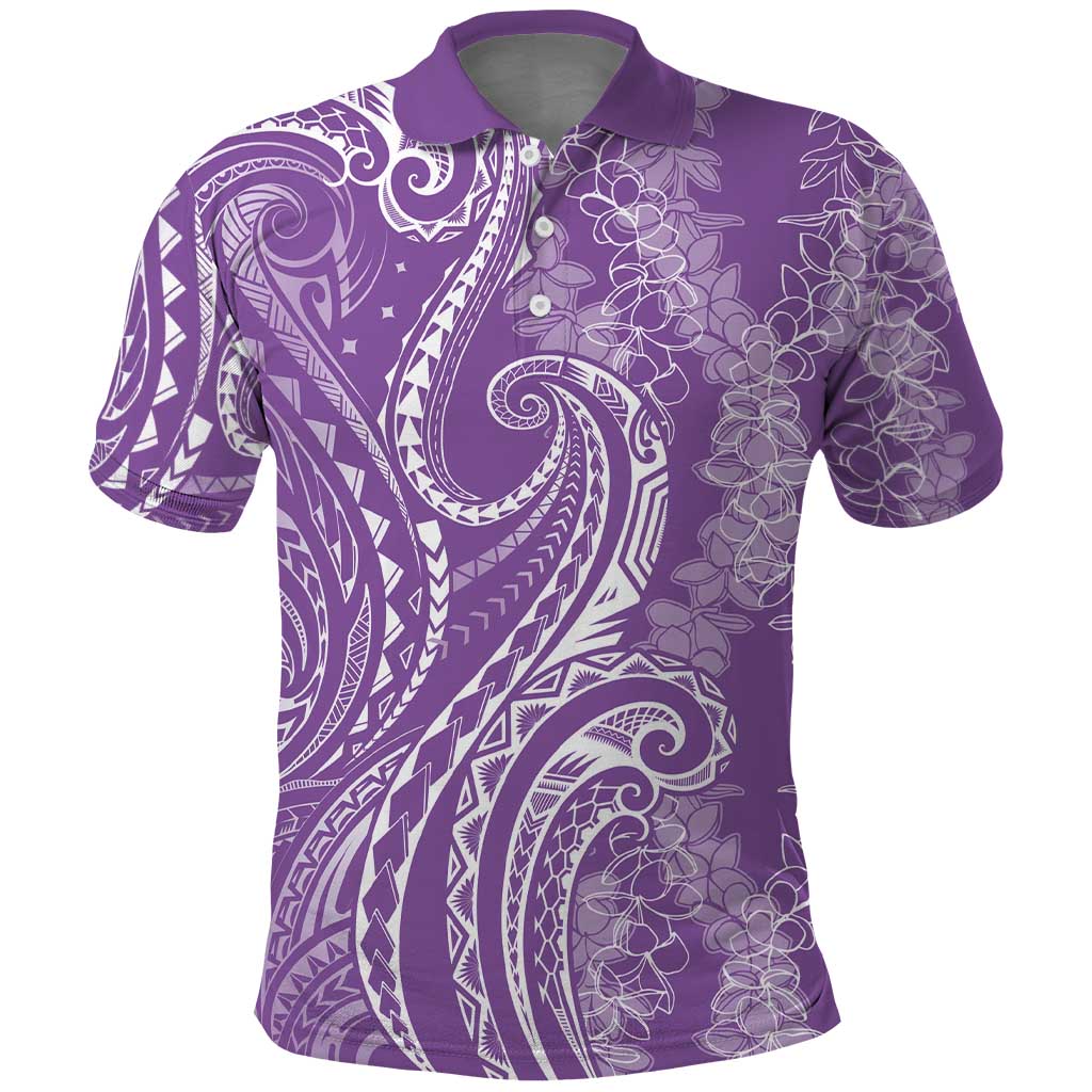 Polynesia Plumeria Lei Polo Shirt Periwinkle Curves Motif