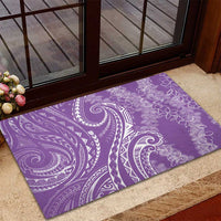 Polynesia Plumeria Lei Rubber Doormat Periwinkle Curves Motif