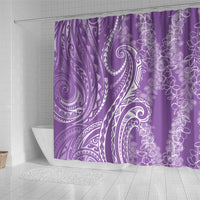 Polynesia Plumeria Lei Shower Curtain Periwinkle Curves Motif