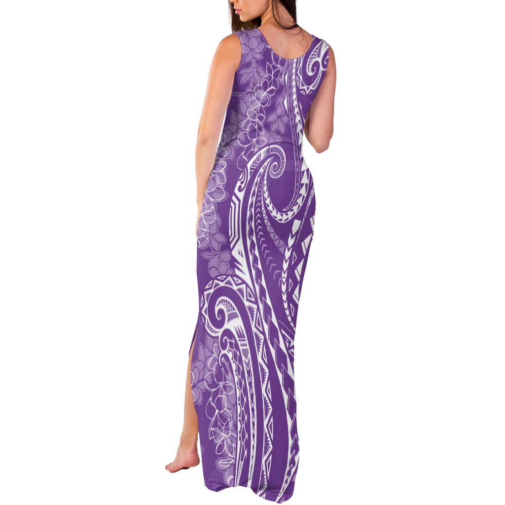 Polynesia Plumeria Lei Tank Maxi Dress Periwinkle Curves Motif