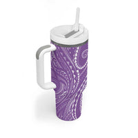 Polynesia Plumeria Lei Tumbler With Handle Periwinkle Curves Motif LT7 - Polynesian Pride
