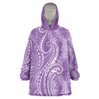 Polynesia Plumeria Lei Wearable Blanket Hoodie Periwinkle Curves Motif