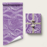 Polynesia Plumeria Lei Wrapping Paper Periwinkle Curves Motif