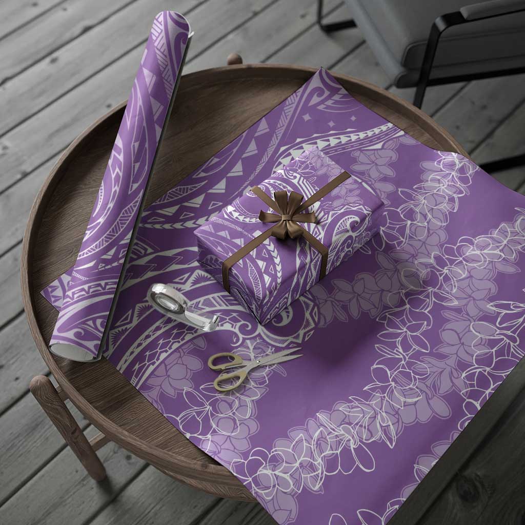 Polynesia Plumeria Lei Wrapping Paper Periwinkle Curves Motif