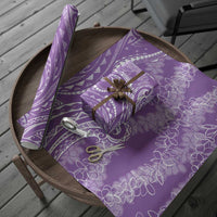 Polynesia Plumeria Lei Wrapping Paper Periwinkle Curves Motif
