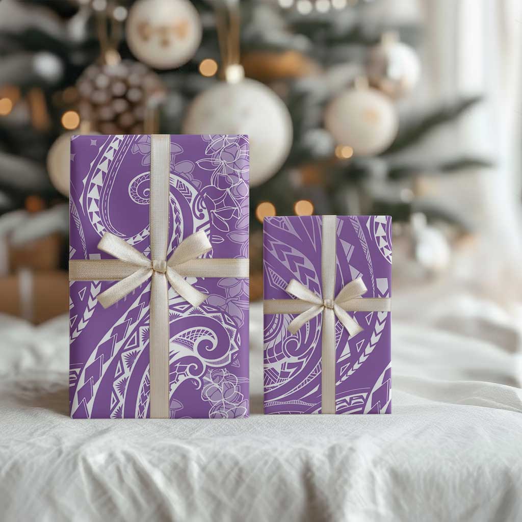 Polynesia Plumeria Lei Wrapping Paper Periwinkle Curves Motif