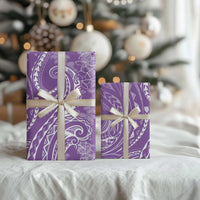 Polynesia Plumeria Lei Wrapping Paper Periwinkle Curves Motif