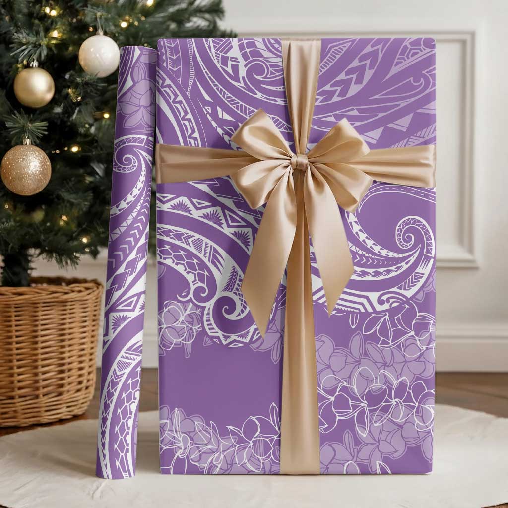 Polynesia Plumeria Lei Wrapping Paper Periwinkle Curves Motif