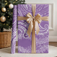 Polynesia Plumeria Lei Wrapping Paper Periwinkle Curves Motif