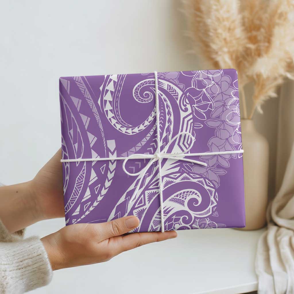 Polynesia Plumeria Lei Wrapping Paper Periwinkle Curves Motif