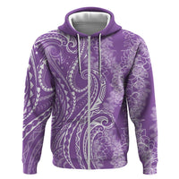 Polynesia Plumeria Lei Zip Hoodie Periwinkle Curves Motif
