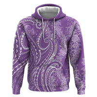 Polynesia Plumeria Lei Zip Hoodie Periwinkle Curves Motif
