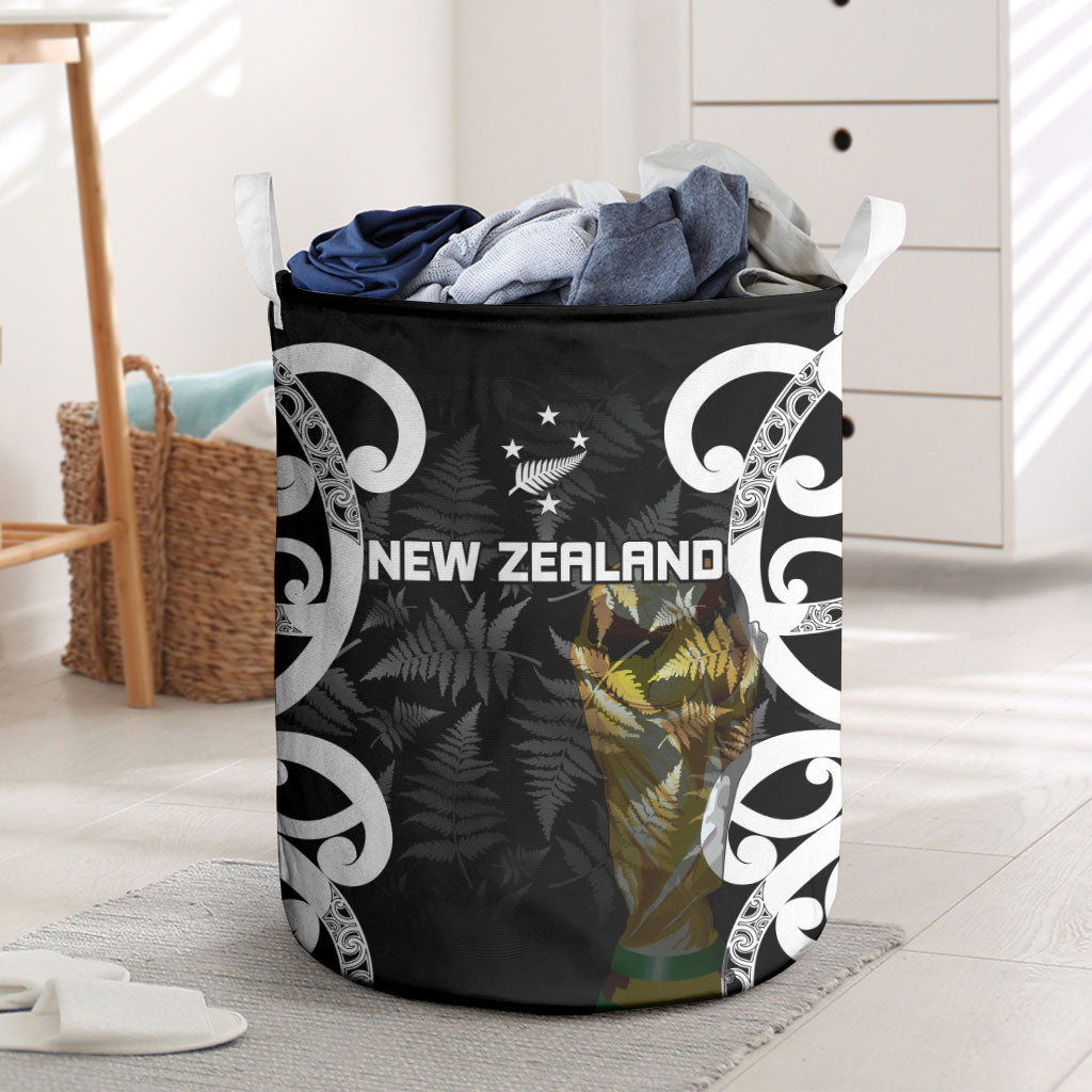 New Zealand WC2026 Black Laundry Basket Silver Fern LT7 Black - Polynesian Pride