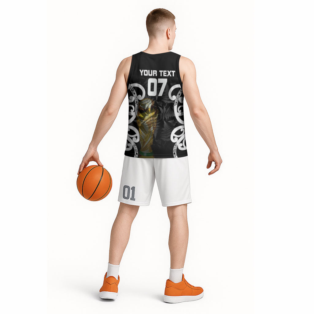 New Zealand WC2026 Custom Black Basketball Jersey Silver Fern
