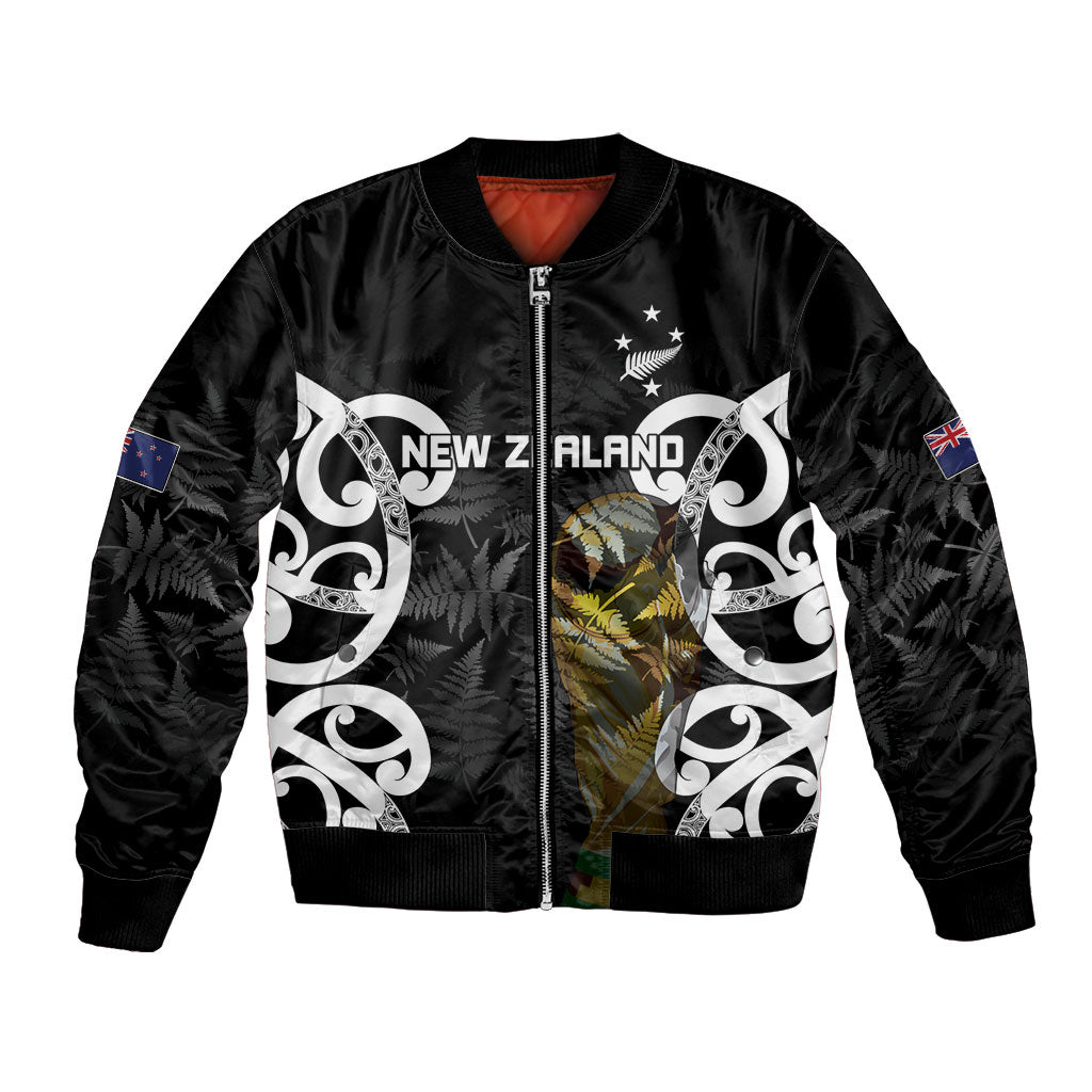 New Zealand WC2026 Custom Black Bomber Jacket Silver Fern LT7 Unisex Black - Polynesian Pride