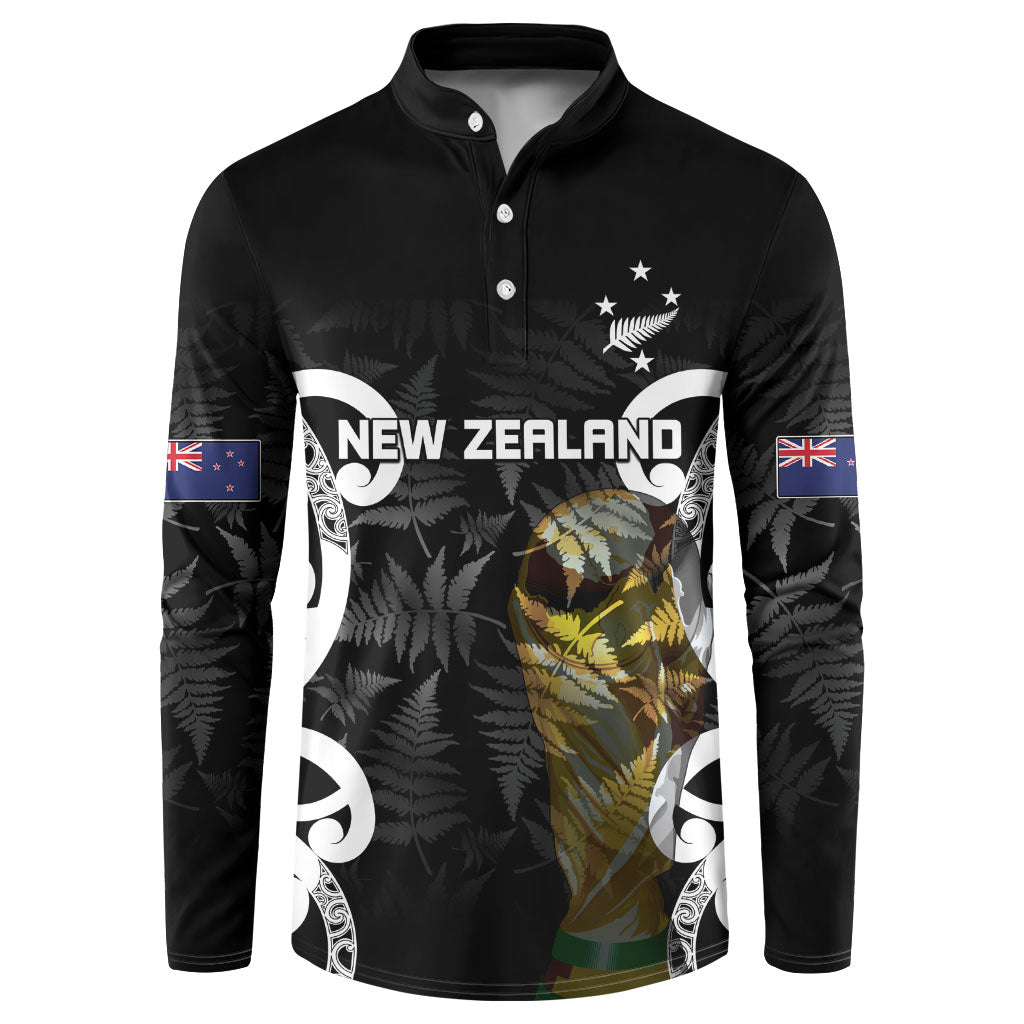 New Zealand WC2026 Custom Black Button Sweatshirt Silver Fern LT7 Black - Polynesian Pride