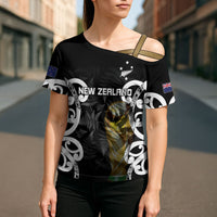New Zealand WC2026 Custom Black Cross Shoulder Shirt Silver Fern