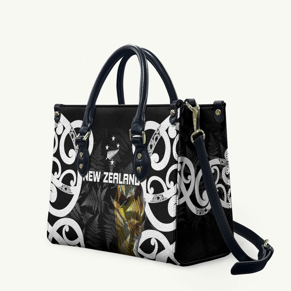 New Zealand WC2026 Black Leather Bag Silver Fern LT7 Black - Polynesian Pride