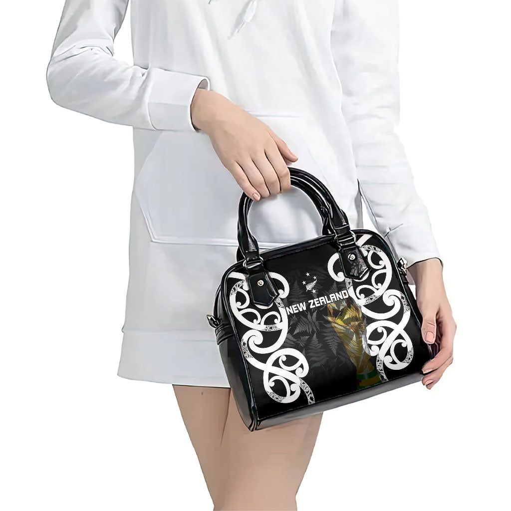 New Zealand WC2026 Black Shoulder Handbag Silver Fern
