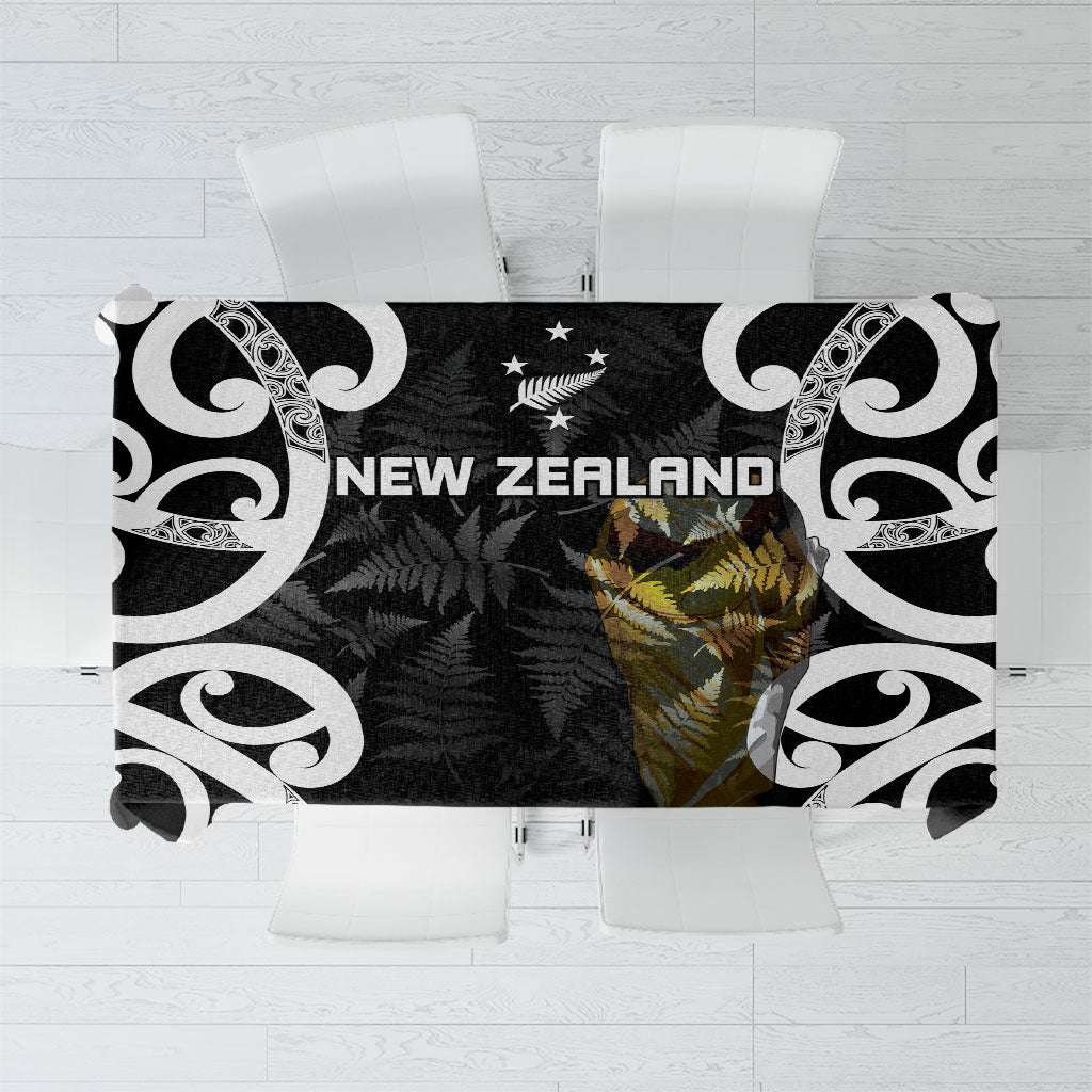 New Zealand WC2026 Black Tablecloth Silver Fern LT7 Black - Polynesian Pride