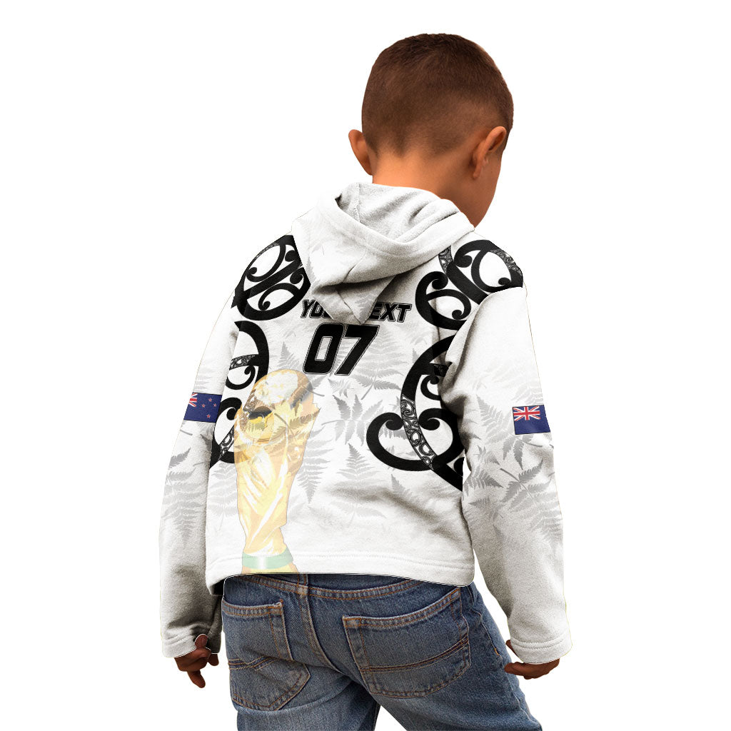 New Zealand WC2026 Custom White Kid Hoodie Silver Fern