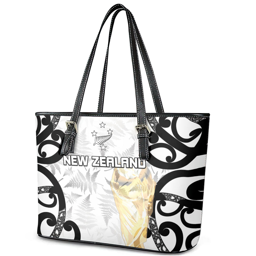 New Zealand WC2026 White Leather Tote Bag Silver Fern
