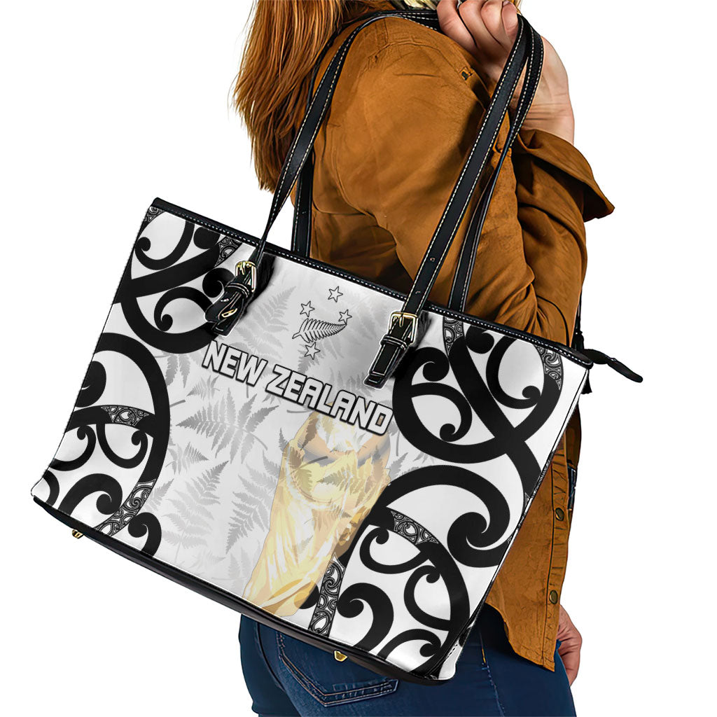 New Zealand WC2026 White Leather Tote Bag Silver Fern