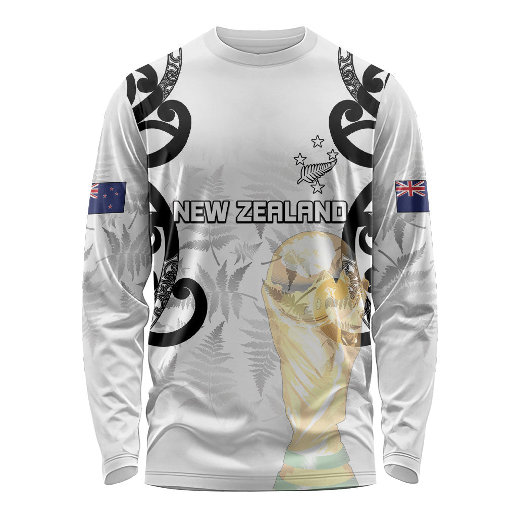 New Zealand WC2026 Custom White Long Sleeve Shirt Silver Fern