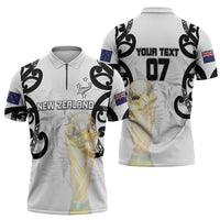 New Zealand WC2026 Custom White Zipper Polo Shirt Silver Fern
